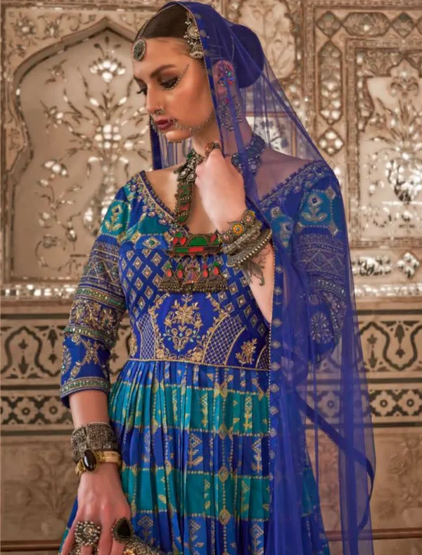 Blue Gown, Dupatta &Sequence Work