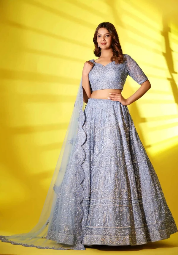 A collection of luxurious embroidered lehengas tailored for the sophisticated woman.